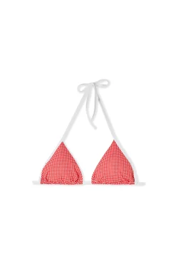 Haut de maillot de bain triangle à imprimé vichy à nouer