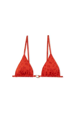 Haut de maillot de bain triangle multi positions à motif léopard et détail bijou
