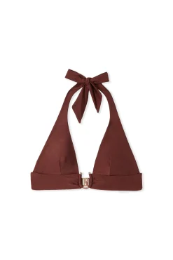 Haut de maillot de bain triangle satiné à nouer avec détail bijou