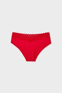 Hipster V-shape en microfibre et dentelle