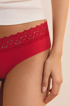 Hipster V-shape en microfibre et dentelle