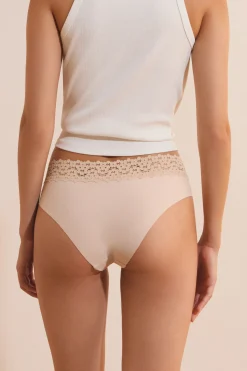 Hipster V-shape en microfibre et dentelle