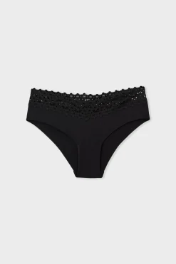 Hipster V-shape en microfibre et dentelle