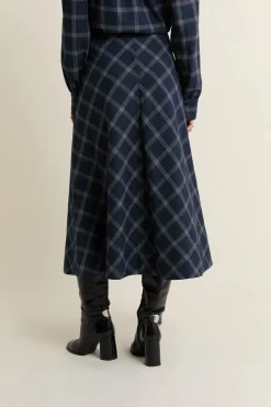 Jupe midi à carreaux