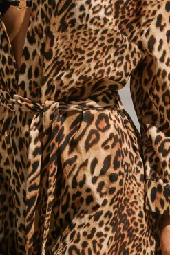 Kimono en coton à imprimé léopard