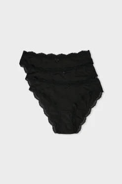 Lot de 3 culottes en coton et dentelle