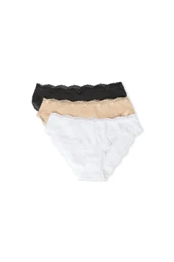 Lot de 3 culottes en coton et dentelle