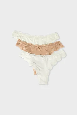 Lot de 3 tangas avec détails dentelle