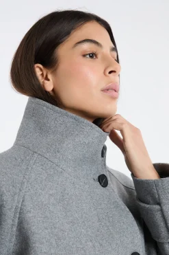 Manteau à col cheminée avec laine