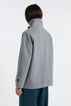 Manteau à col cheminée avec laine