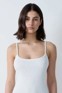 Nuisette courte en coton en pointelle