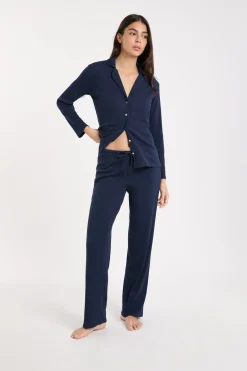 Pantalon de pyjama avec coton côtelé