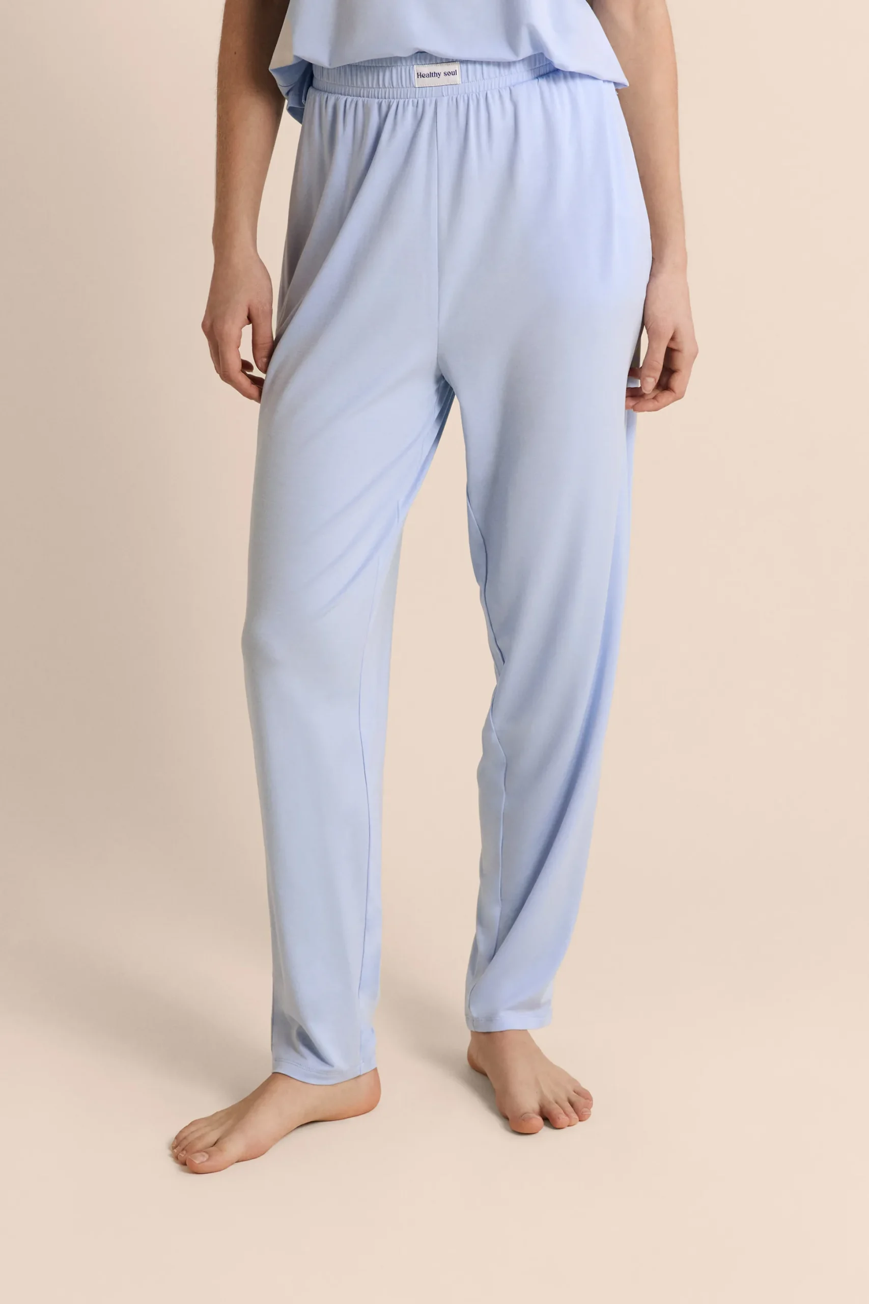 Pantalon de pyjama droit élastiqué réalisé avec une fibre enrichie en Aloe Vera