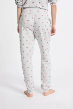 Pantalon de pyjama en coton à motifs coeurs
