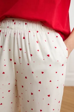 Pantalon de pyjama à motifs cœurs
