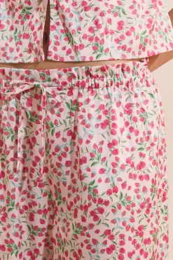 Pantalon de pyjama à motifs fleuris satiné