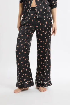 Pantalon de pyjama à motifs fleurs en satin