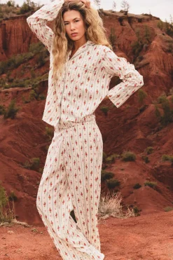 Pantalon de pyjama à motifs fleuris en coton