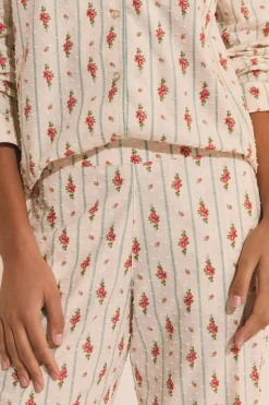 Pantalon de pyjama à motifs fleuris en coton