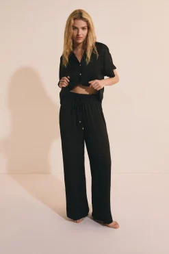 Pantalon de pyjama satiné coupe large