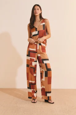 Pantalon à imprimé géométrique