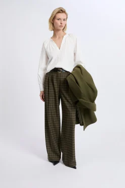 Pantalon large à carreaux