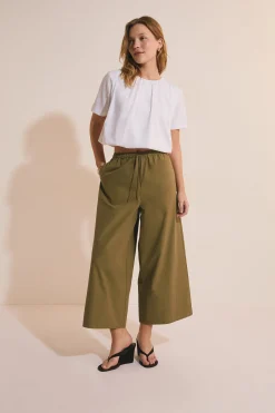 Pantalon élastiqué en coton