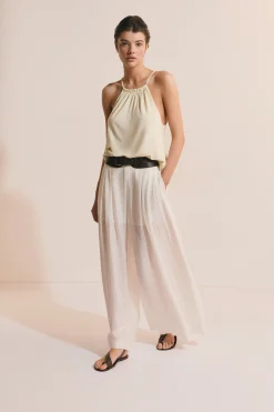 Pantalon palazzo fluide plissé