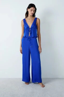 Pantalon satiné coupe large