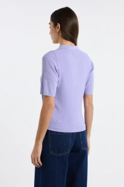Polo manches courtes en maille fine pointelle
