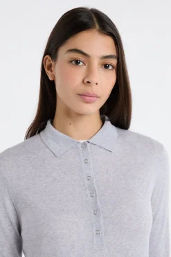 Polo manches longues 100% laine