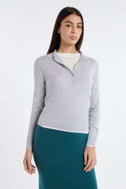 Polo manches longues 100% laine