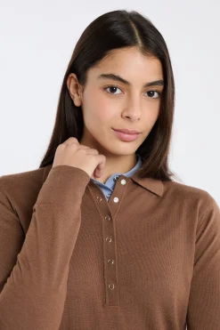Polo manches longues 100% laine