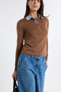 Polo manches longues 100% laine
