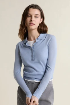 Polo manches longues 100% laine