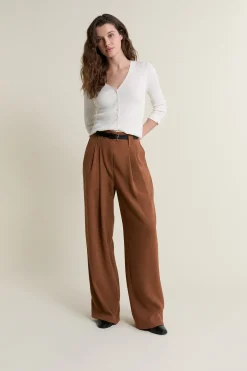 Pull cardigan manches longues en maille côtelée