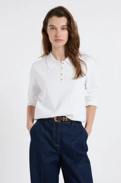 Pull col polo avec boutons dorés