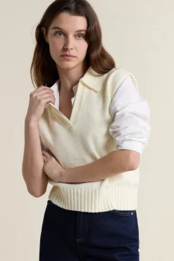 Pull col polo sans manches