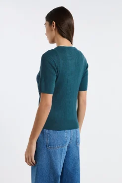 Pull col rond en maille fine pointelle