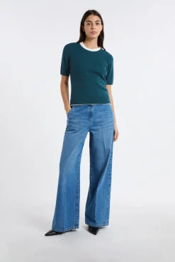 Pull col rond en maille fine pointelle