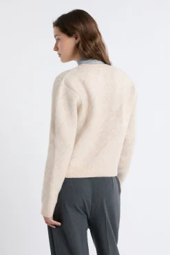 Pull col rond à motifs
