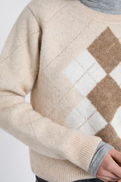 Pull col rond à motifs