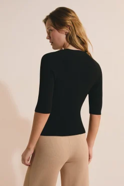 Pull à manches 3/4 maille froide