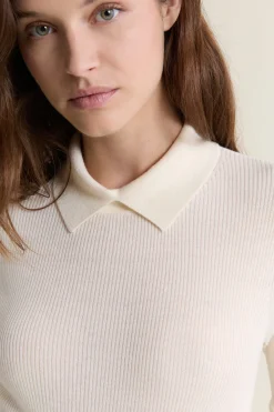 Pull polo à côtes