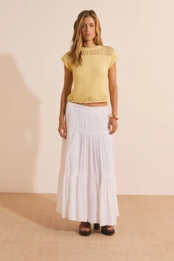 Pull sans manches ajouré façon crochet