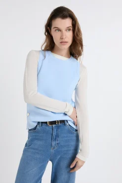 Pull sans manches boutonné