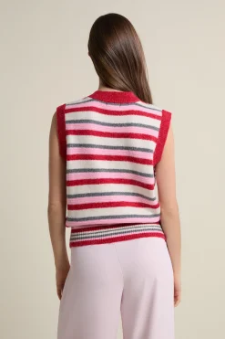 Pull sans manches à rayures