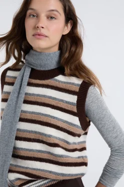 Pull sans manches à rayures