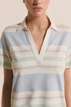 Robe courte à rayures en coton