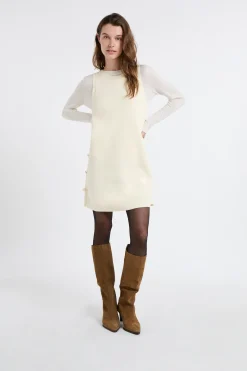 Robe en maille tricot boutonnée